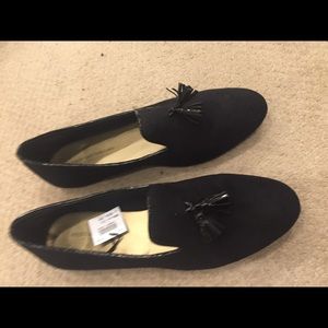 NWT Christian Siriano black faux suede tassel flat